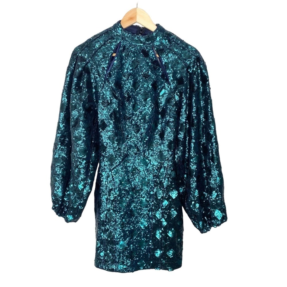 Free People Green Chante's Holiday Dress 4 - Picture 3 of 10